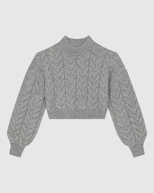 Suéter Feminino Gola Alta Em Tricô Trançado - ENFIM