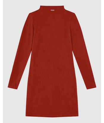 Vestido Justo Feminino Gola Alta Manga Longa Em Veludo Cotelê - ENFIM