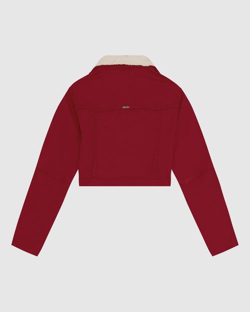 Jaqueta Cropped Feminina Gola Pelo Removível Em Sarja Com Elastano - ENFIM