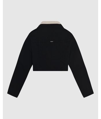 Jaqueta Cropped Feminina Gola Pelo Removível Em Sarja Com Elastano - ENFIM