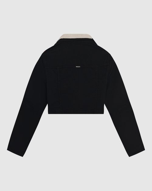 Jaqueta Cropped Feminina Gola Pelo Removível Em Sarja Com Elastano - ENFIM