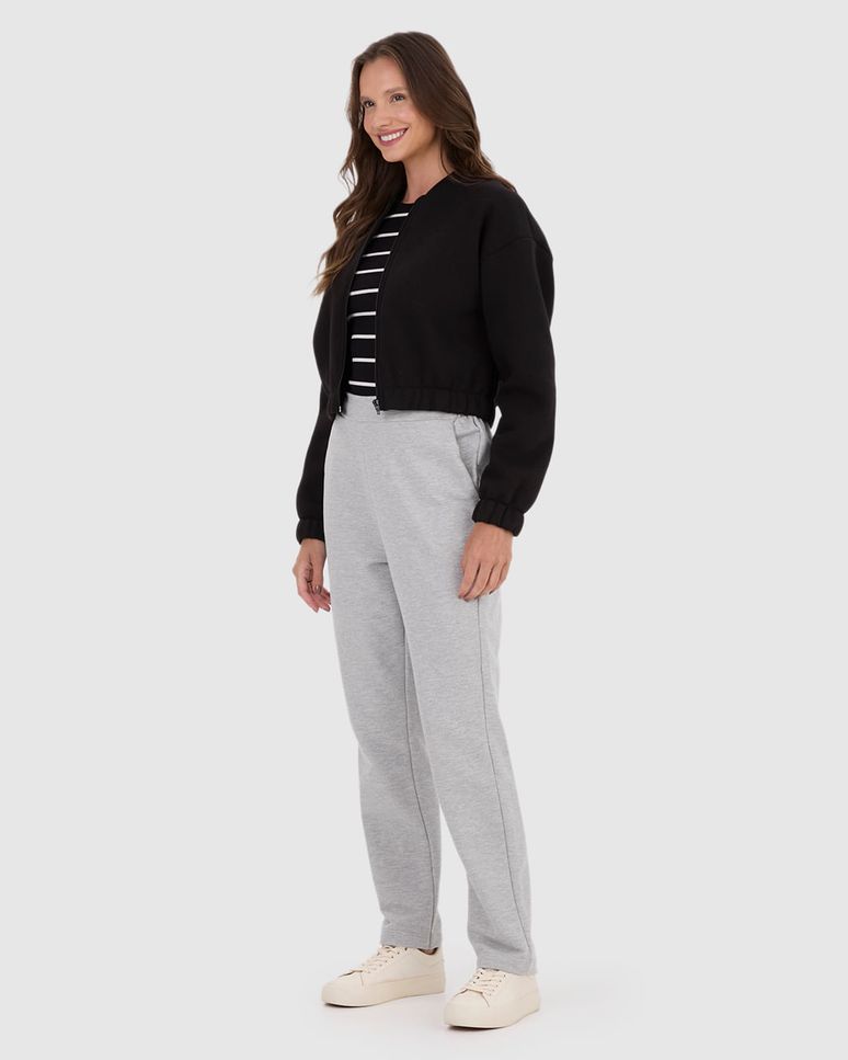 Jaqueta Feminina Bomber Zíper Frontal Em Moletom Premium