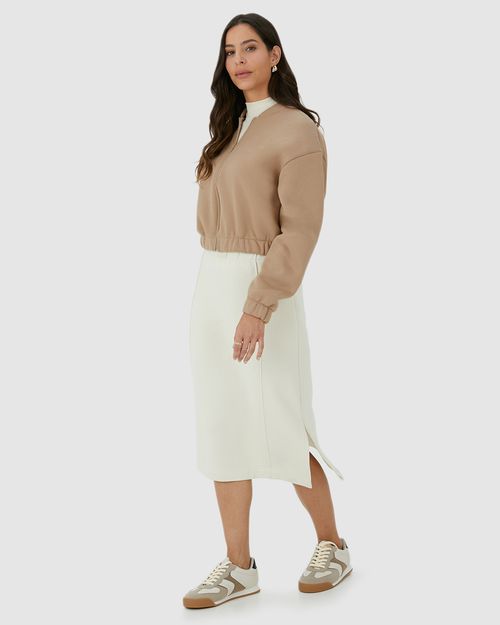 Jaqueta Feminina Bomber Zíper Frontal Em Moletom Premium
