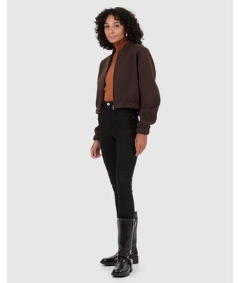 Jaqueta Feminina Bomber Zíper Frontal Em Moletom Premium