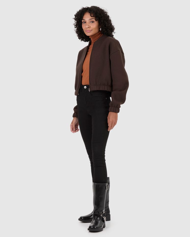 Jaqueta Feminina Bomber Zíper Frontal Em Moletom Premium