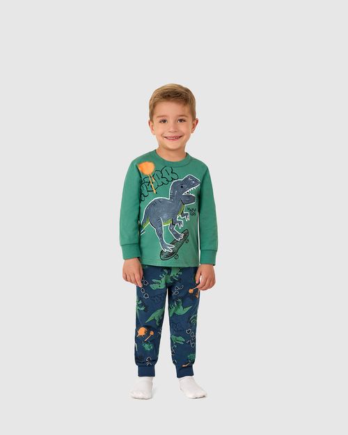 Pijama Longo Infantil Menino Brilha No Escuro + Fronha Em Algodão Malwee Kids