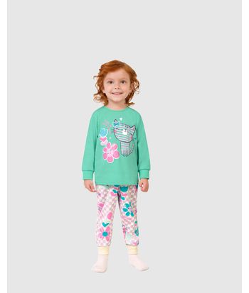 Pijama Longo Infantil Menina Brilha no Escuro com Fronha Malwee Kids