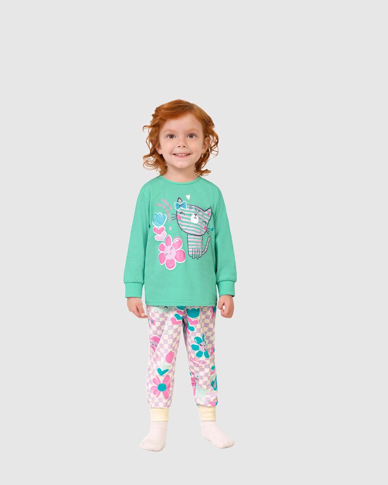 Pijama Longo Infantil Menina Brilha no Escuro com Fronha Malwee Kids