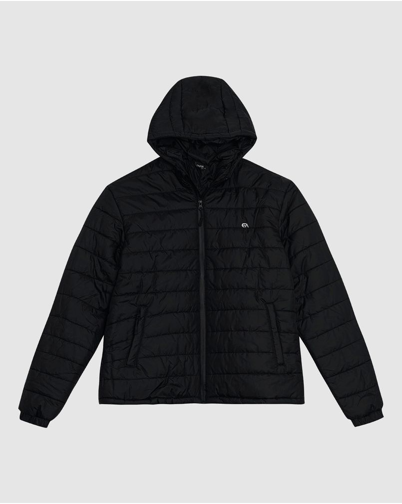Jaqueta Puffer Masculina Com Capuz Em Tafetá ENFIM PRETO Malwee
