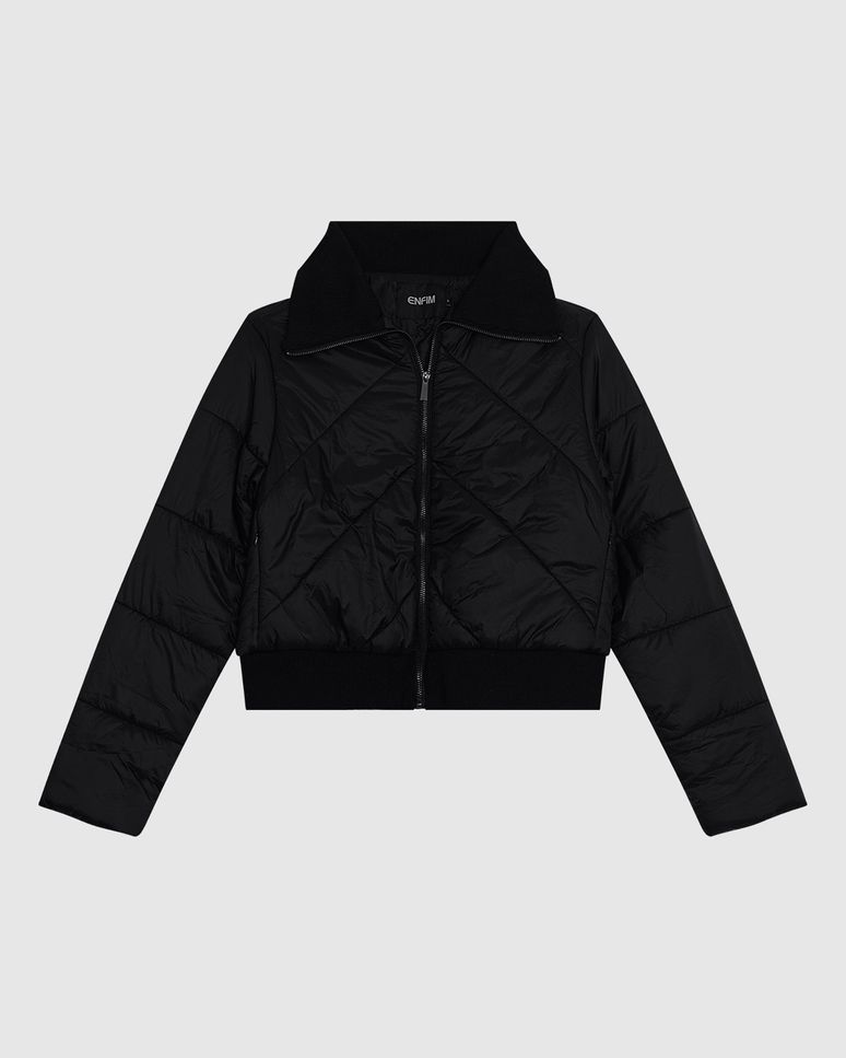 Jaqueta Puffer Feminina Gola Larga Em Poliamida - ENFIM