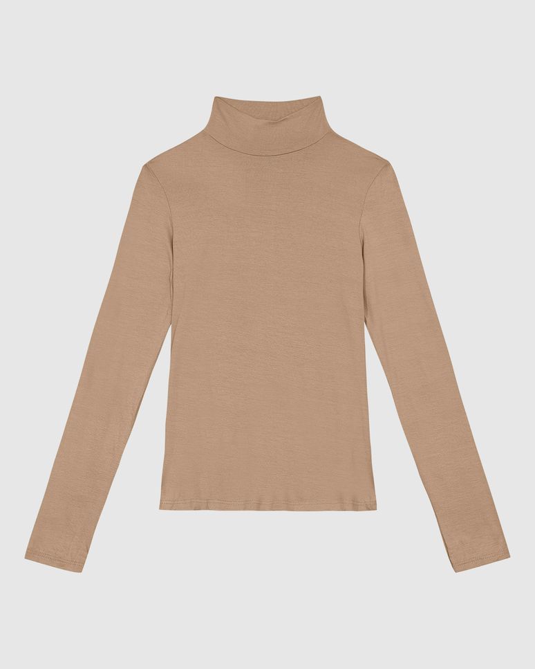 Blusa Básica Feminina Gola Alta Em Malha Viscose Stretch - ENFIM