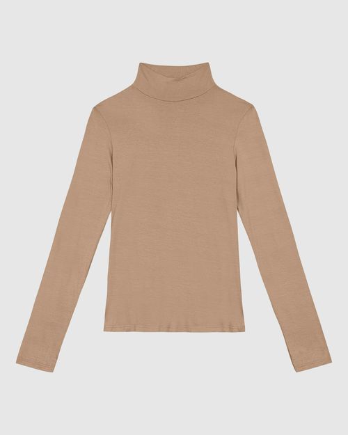 Blusa Básica Feminina Gola Alta Em Malha Viscose Stretch - ENFIM
