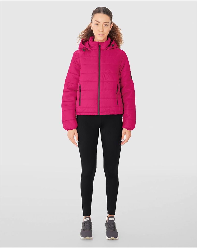 Jaqueta Puffer Feminina Com Capuz Em Poliéster ENFIM ROSA Malwee