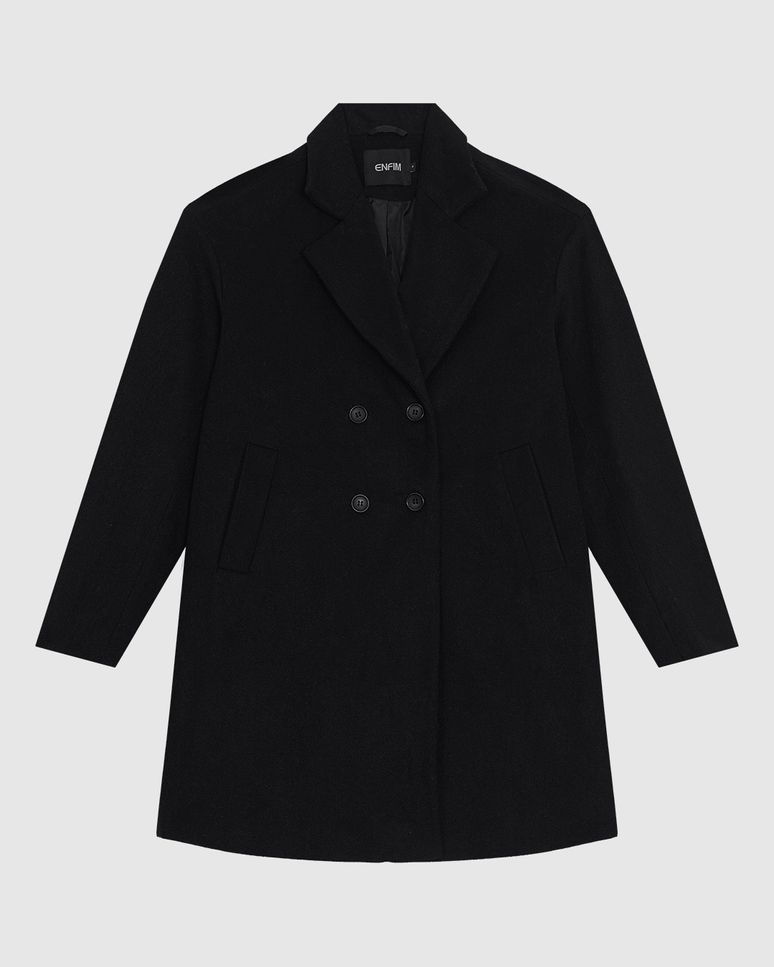 Casaco Feminino Alongado Com Bolsos Em Lã - ENFIM