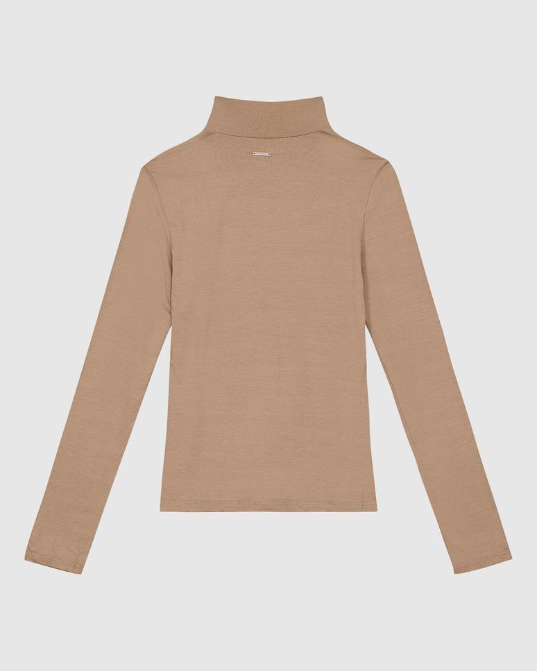 Blusa Básica Feminina Gola Alta Em Malha Viscose Stretch - ENFIM
