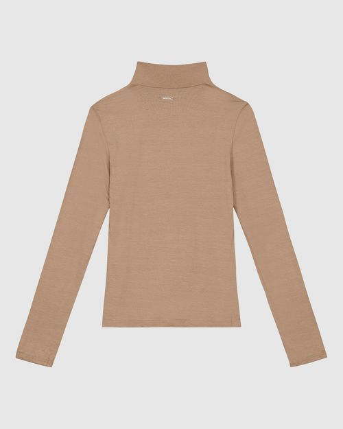 Blusa Básica Feminina Gola Alta Em Malha Viscose Stretch - ENFIM