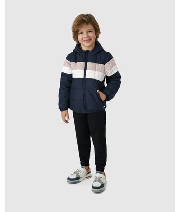 Jaqueta Menino Puffer Recorte Frontal Em Tafeta Carinhoso