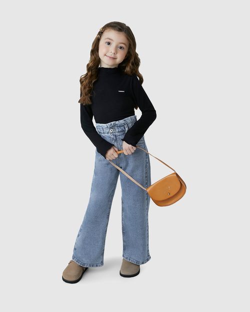 Blusa Menina Manga Longa Picot Em Malha Viscose Canelada - Carinhoso
