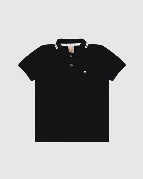 Camisa Polo Menino Peitilho Frontal Em Algodão - Carinhoso