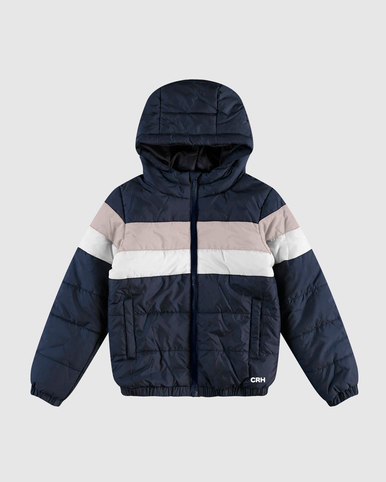 Jaqueta Menino Puffer Recorte Frontal Em Tafeta Carinhoso