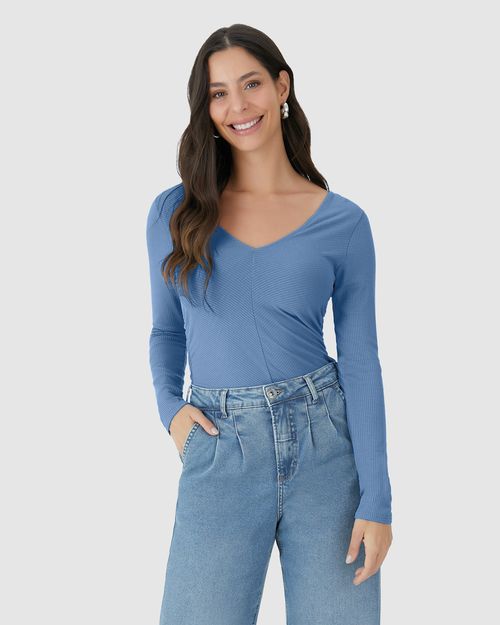 Blusa Justa Feminina Duas Formas De Uso Em Malha Viscose Canelada