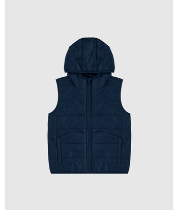 Colete Infantil Unissex Puffer Com Capuz Em Tafetá Malwee Kids