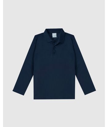 Camisa Polo Infantil Menino Manga Longa Em Algodão Malwee Kids