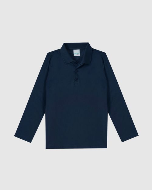 Camisa Polo Infantil Menino Manga Longa Em Algodão Malwee Kids