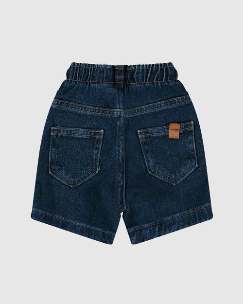 Bermuda Infantil Menino Cadarço Frontal Em Jeans Moletom Malwee Kids
