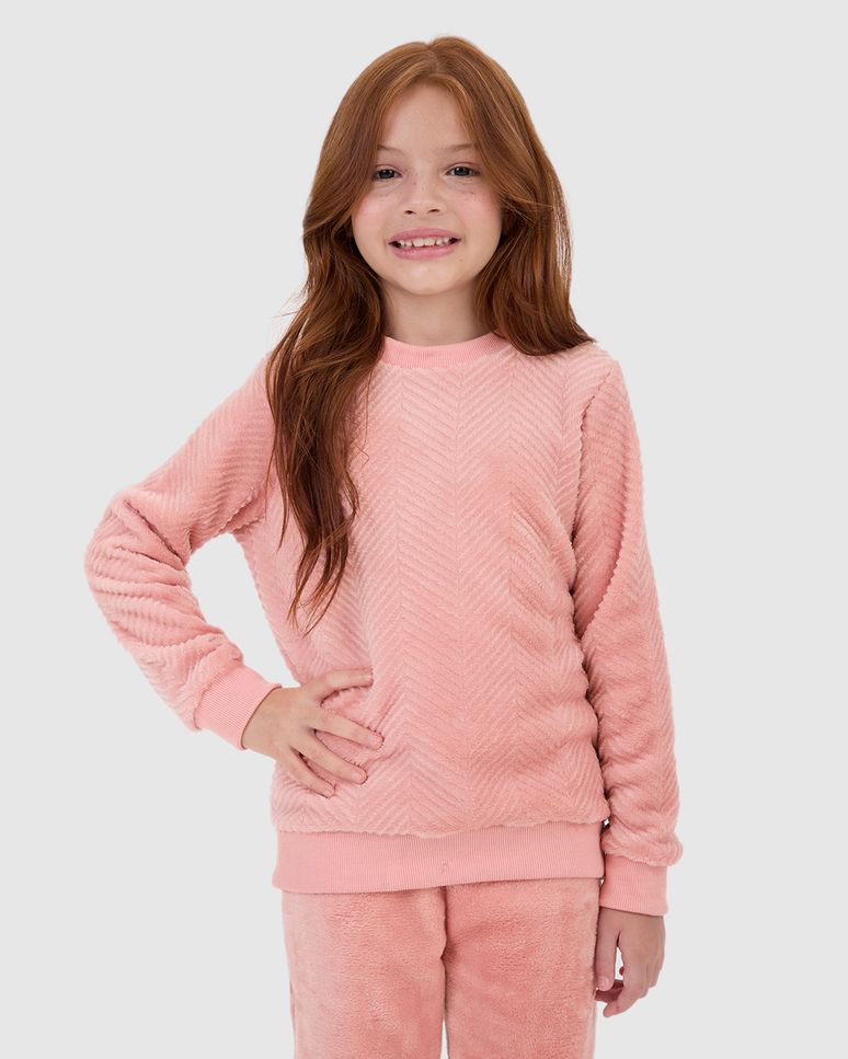Pijama Infantil Menina Manga Longa Em Fleece Malwee Kids