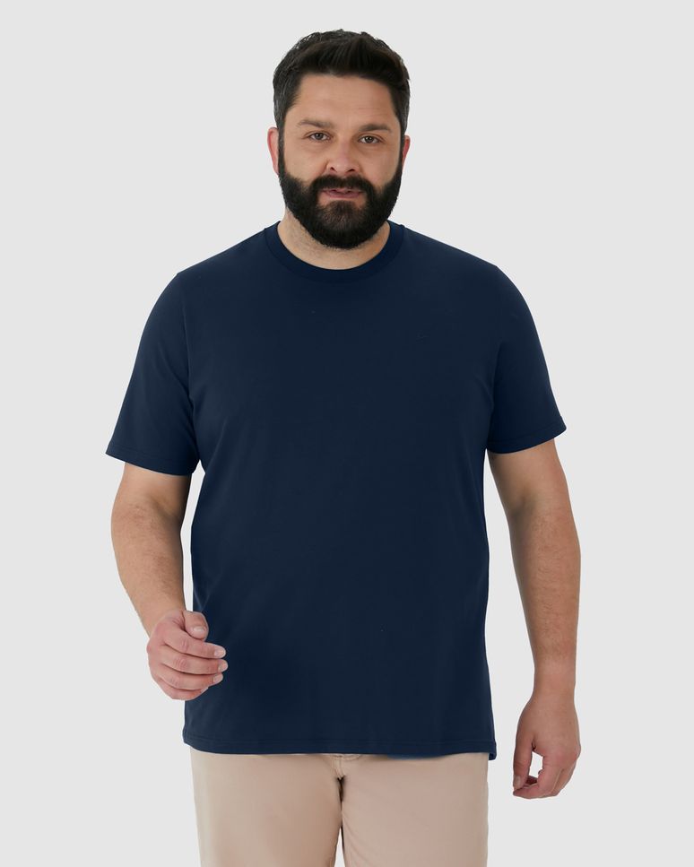 Camiseta Básica Masculina Plus Size Regular Em Algodão