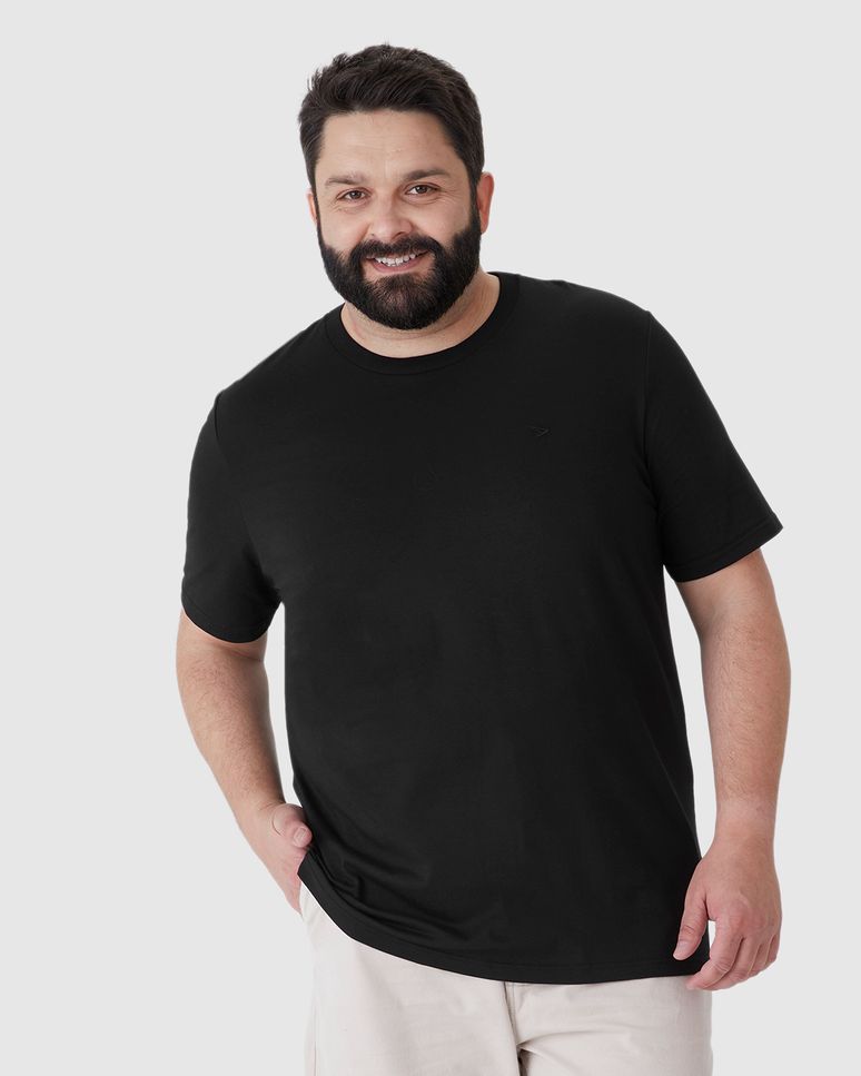 Camiseta Básica Masculina Plus Size Regular Em Algodão
