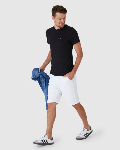 Bermuda Masculina Slim Em Sarja Com Elastano