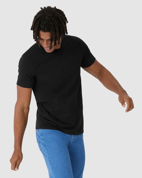 Camiseta Básica Masculina Bordado Peitoral Em Algodão