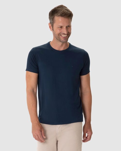 Camiseta Básica Masculina Bordado Peitoral Em Viscose Stretch