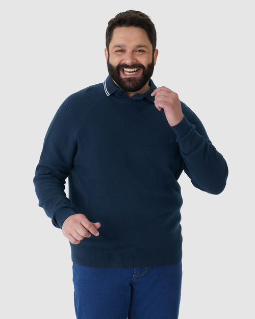 Suéter Masculino Plus Size Manga Longa Em Tricô