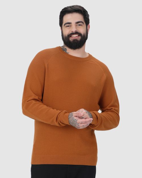 Suéter Masculino Plus Size Manga Longa Em Tricô