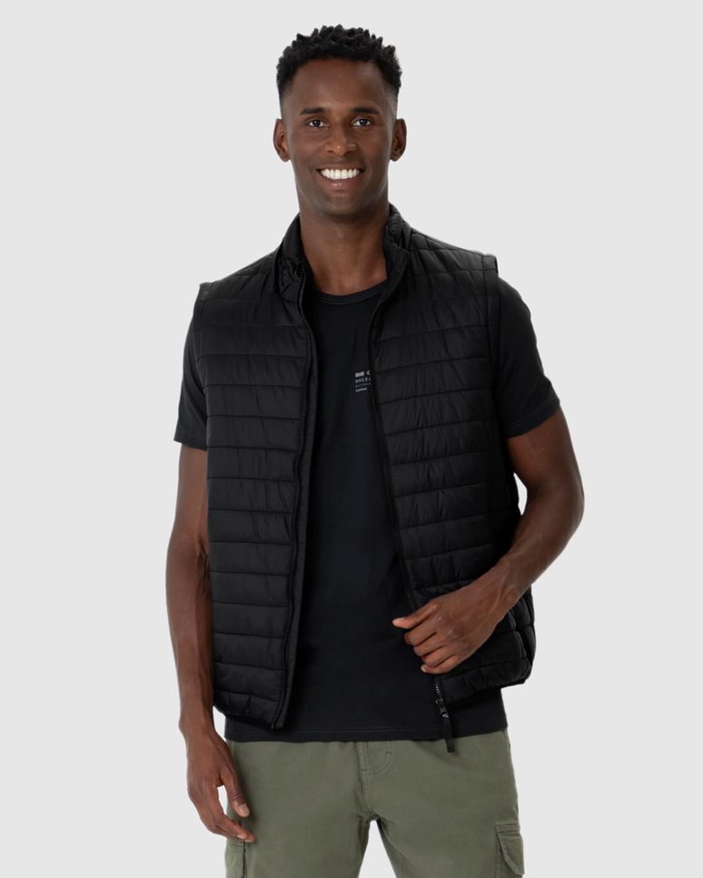 Jaqueta Puffer Masculina Manga E Capuz Removíveis Em Nylon