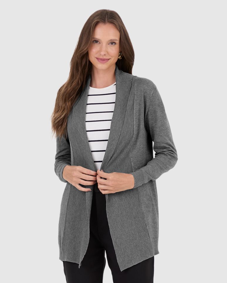 Cardigan Alongado Feminino Em Tricô