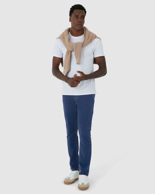 Calça Slim Masculina Cintura Média Em Flex Jeans