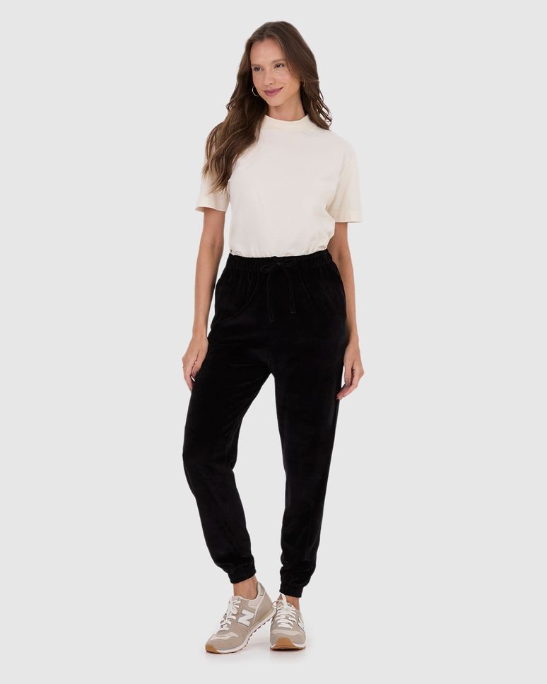 Calça Básica Feminina Jogger Em Malha Plush