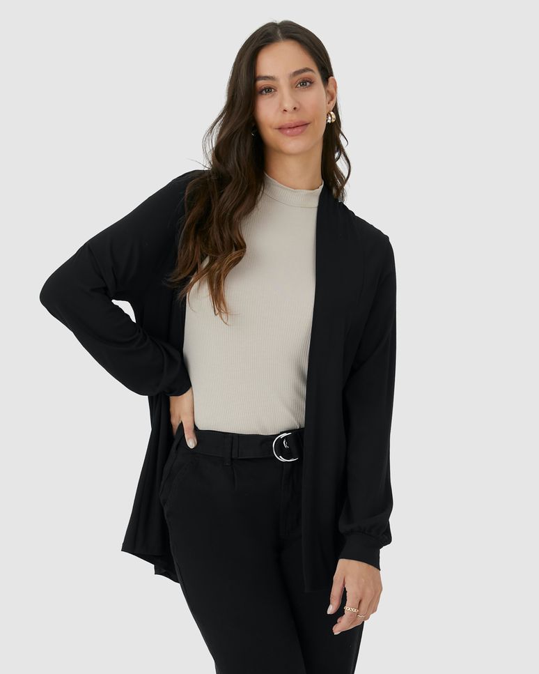 Cardigan Alongado Feminino Em Viscose Stretch