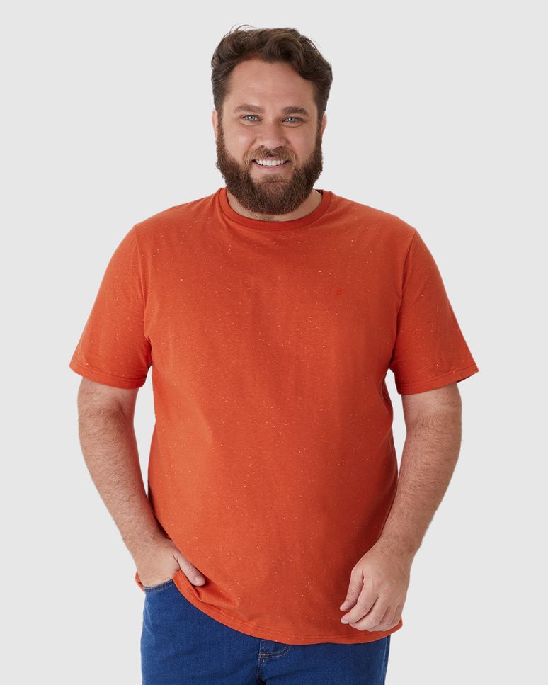 Camiseta Básica Masculina Plus Size Com Bordado Em Malha Botonê
