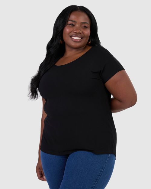 Blusa Básica Feminina Plus Size Manga Japonesa Em Viscose Stretch
