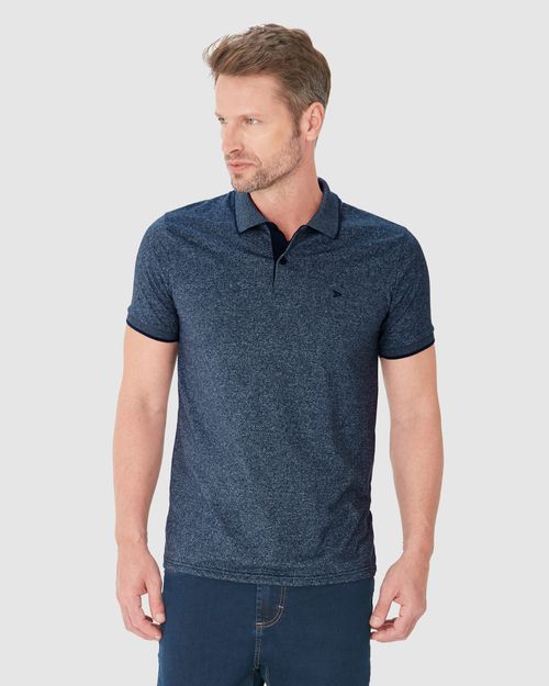 Camisa Polo Básica Masculina Slim Em Malha Rajada
