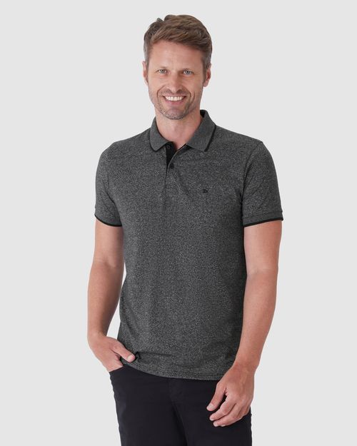 Camisa Polo Básica Masculina Slim Em Malha Rajada