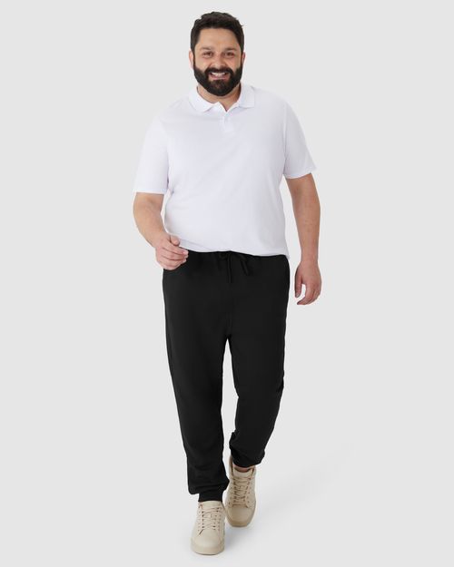 Calça Básica Masculina Jogger Plus Size Em Moletom Flanelado
