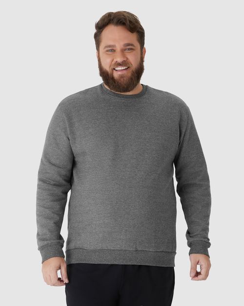 Blusão Básico Masculino Plus Size Decote Redondo Em Moletom Flanelado