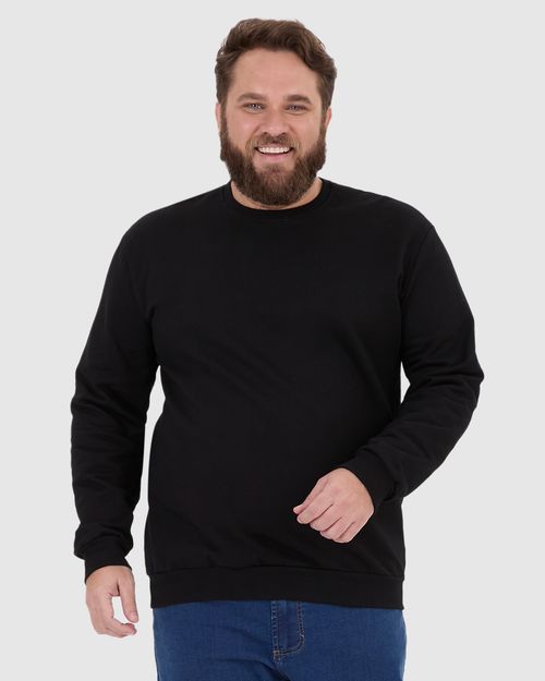 Blusão Básico Masculino Plus Size Decote Redondo Em Moletom Flanelado