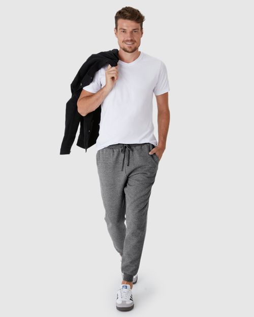 Calça Básica Masculina Jogger Em Moletom Flanelado